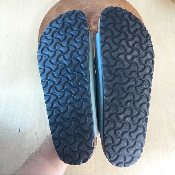 Birkenstock Arizona Nubuck Leather Sandals – Stone Blue, Soft Footbed Size 42N - Picture 14 of 16